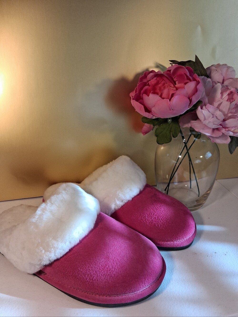 OLD FRIEND Women's Shoes Pink Leather Sheep Skin Comfort Cozy Slippers Size 10